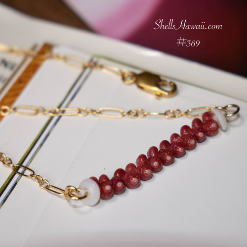 17" Niihau shell necklace made of Kahelelani shells design in Mauna loa style! #369