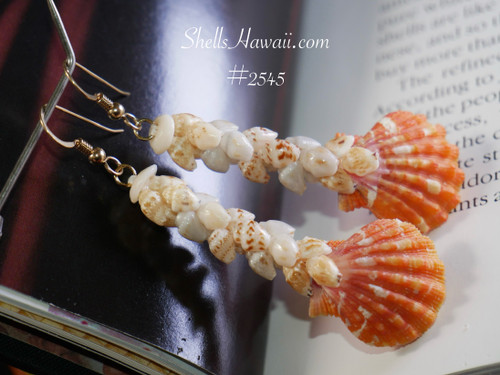 2 1/4" Niihau shell earrings with Sunrise shells #2545