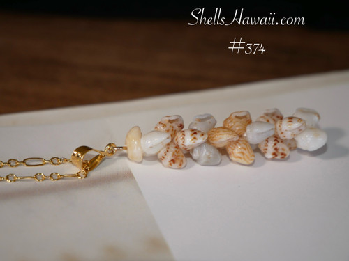 Authentic Niʻihau shell pendant — 17½″ Pikake-style necklace featuring a graceful blend of white, brown-spotted, blue, and light golden Momi shells