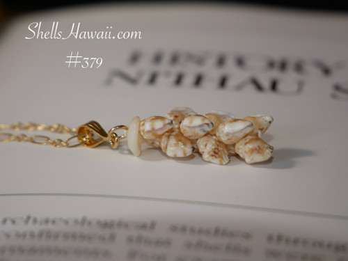 Authentic Niʻihau shell pendant — 17½″ Pikake-style necklace crafted with vibrant yellow Momi shells prized for their natural luster