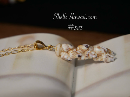 Niihau shell pendant, Momi shell necklace, Pikake style pendant, Hawaiian shell jewelry, Light yellow Momi shells