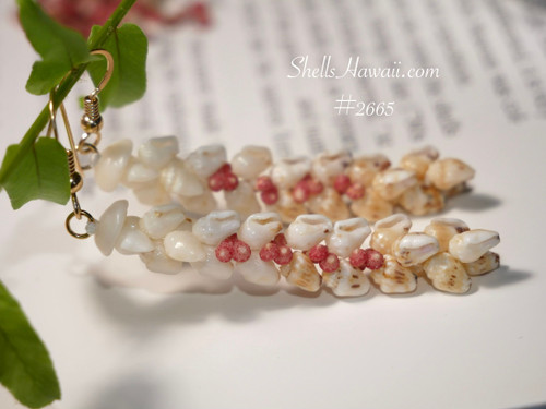 nier_2665
Kipona style Niʻihau shell earrings made with momi and kahelelani shells, lightweight Hawaiian shell earrings for everyday wear