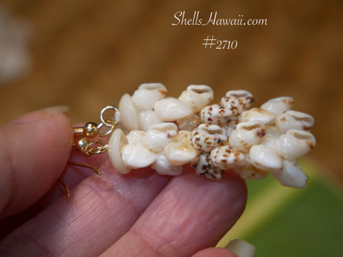 nier_2710
Niʻihau shell earrings in traditional Pikake style made with genuine Momi shells, short handmade Hawaiian shell earrings