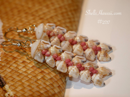 nier_2717
Niʻihau shell earrings Heleconia flower style with momi shells and pink kahelelani shells handmade Hawaiian jewelry