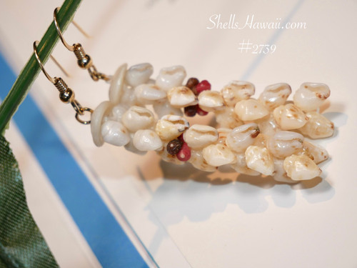 Authentic Niʻihau shell Kipona earrings with yellow Lenalena to white Momi shells and hot pink rose pink Kahelelani shells island jewelry gift (ニイハウシェル)