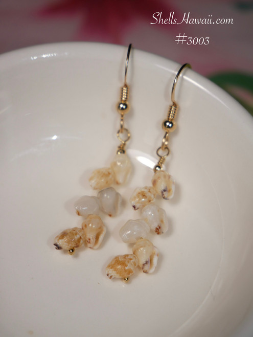 dainty Niʻihau momi shell earrings small drop style minimalist Hawaiian shell jewelry island gift graduation gift lightweight earrings