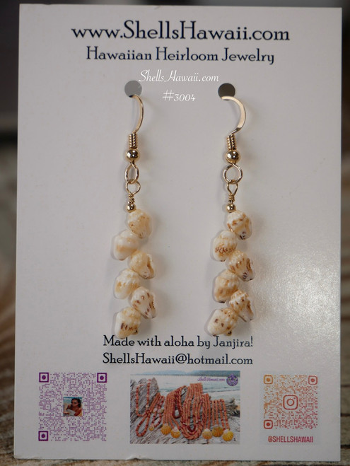 dainty Niʻihau momi shell earrings small drop style minimalist Hawaiian shell jewelry lightweight everyday earrings island jewelry
