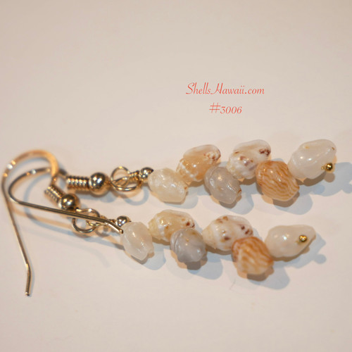 lightweight Niʻihau shell earrings minimalist design momi shells pearl white golden blue yellow tones island jewelry gift