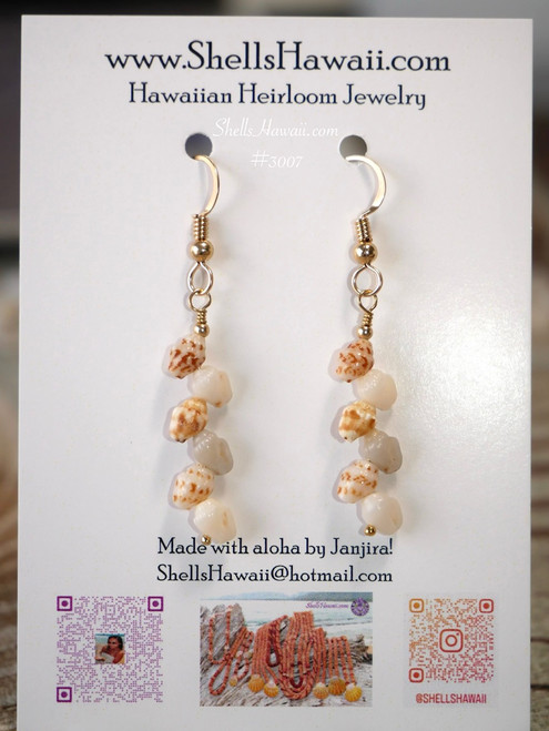Niʻihau momi shell earrings minimalist drop style Hawaiian shell jewelry island gift lightweight everyday earrings
