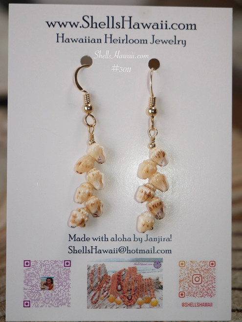 nier_3011
warm tone Niʻihau shell earrings momi shell drop earrings yellow lenalena Hawaiian island jewelry lightweight dainty