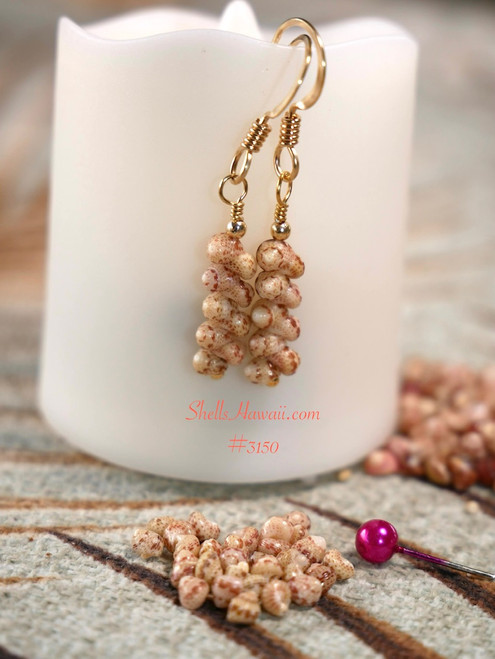 Niihau shell earrings Kahelelani minimalist drop light green undertone 14k gold filled hooks Hawaiian shell jewelry gift