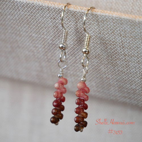 nier_3153
7/8 inch Niihau shell earrings Kahelelani shells hanging on fabric with sterling silver hooks traditional Hawaiian wedding jewelry – boho-chic beach accessories