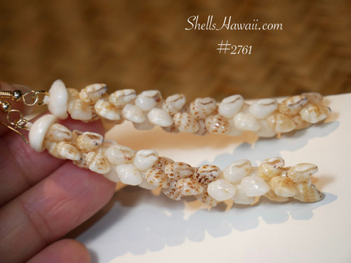 2 3/4 inch Pikake Niʻihau shell earrings made with Momi shells, authentic Hawaiian seashell jewelry gift from ShellsHawaii