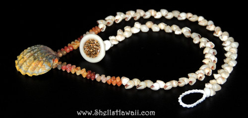 Deep gray, yellow, green Moonrise & Kahelelani shell lei Deep gray, yellow, green Moonrise & Kahelelani shell lei