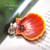 ハワイアンジュエリー orange and yellow Hawaiian sunrise shell pendant with Niʻihau shells (ニイハウシェル) and Kahelelani flower