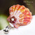 Authentic Sunrise shell pendant with Niʻihau Kahelelani flower design, sterling silver bail