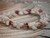 nibl_395
Hawaiian kipona style shell bracelet close up showing momi shells and kahelelani shells in red burgundy pink flower green and brown tones #395