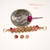 Coin guide photo showing the size of a handcrafted 1" Niʻihau Kahelelani shell necklace section beside a U.S. dime, featuring genuine size 11 shells on 14K gold filled wire in red burgundy, pink flower, and white colors.