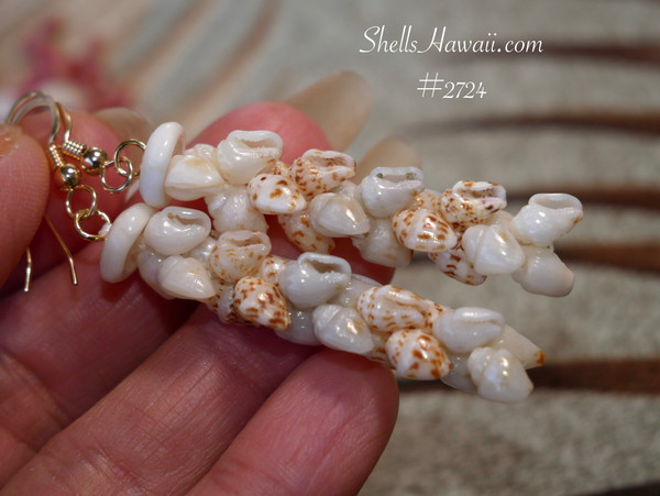 nier_2724
Niihau shell Pikake style earrings with genuine Momi shells, Hawaiian shell jewelry handmade design, ocean inspired island jewelry gift