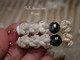 1 3/4" Niʻihau Momi Crown Flower Style Earrings with Peacock Tahitian Pearls #2610