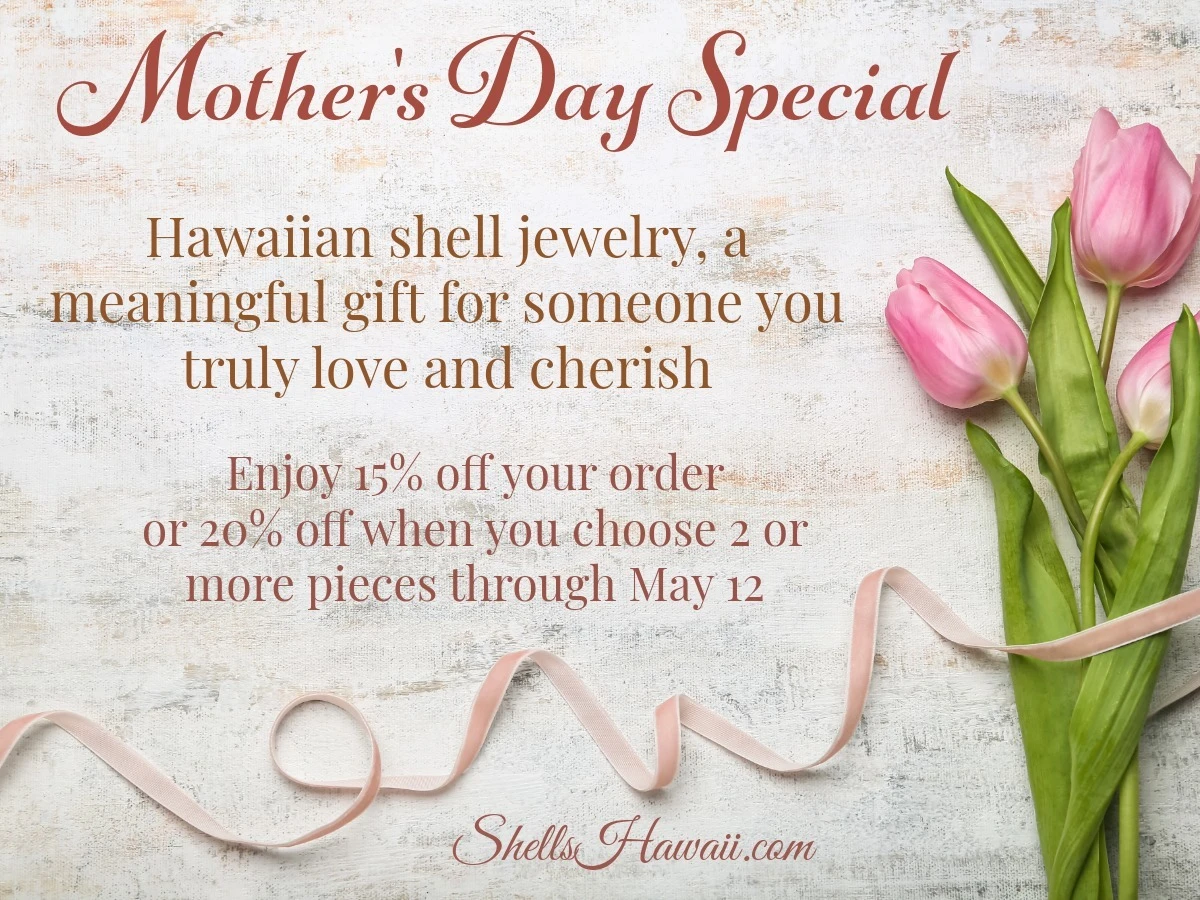 Holiday Aloha Sale banner featuring an open book, candle, and autumn leaves — 15% off all Niʻihau shell jewelry and 20% off when you buy two or more items, handcrafted with aloha.
