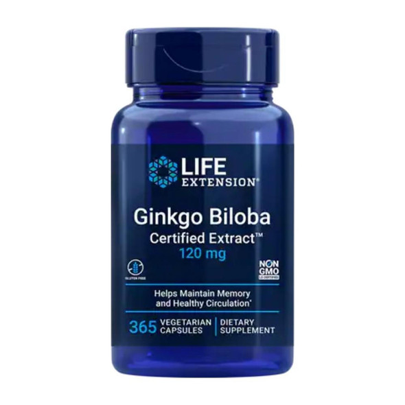  Life Extension Ginkgo Biloba Certified Extract 120 mg 365 Vege Capsules 