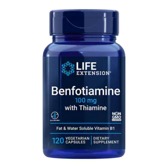  Life Extension Benfotiamine with Thiamine 100mg 120 Vege Capsules 