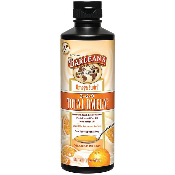  Barlean's Omega Swirl Total Omega 369 Orange Cream 16 Fl Oz 