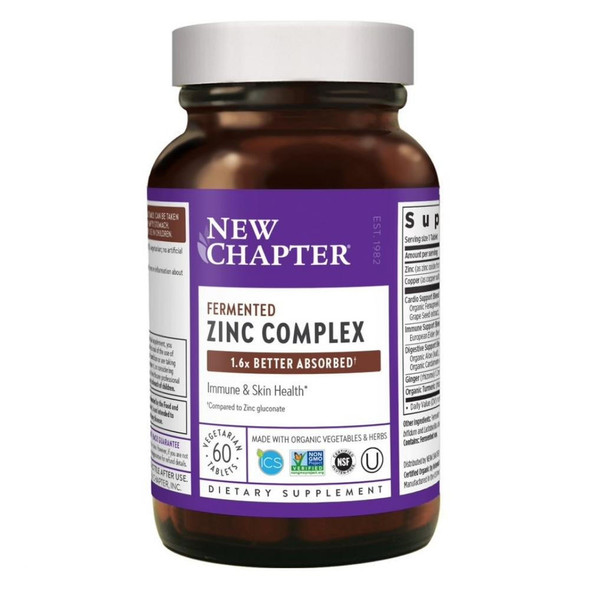  New Chapter Zinc Fermented Complex 60 Tablets 