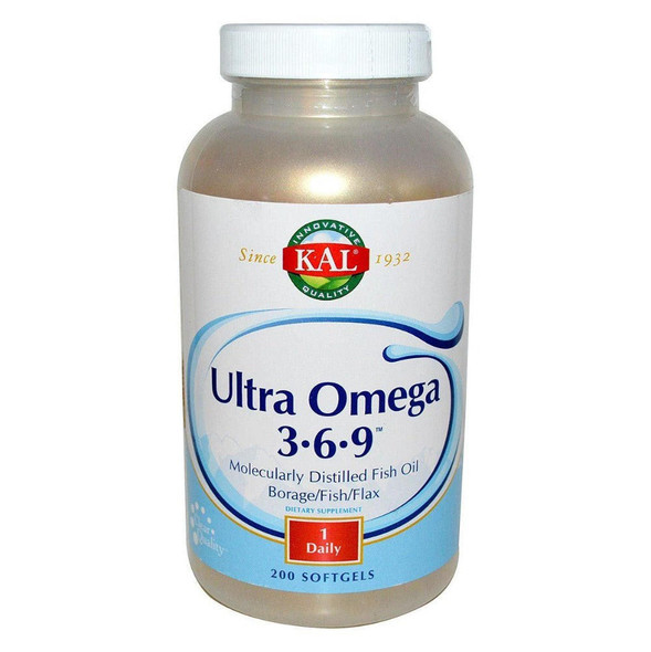  Kal Ultra Omega 3-6-9 Borage/Fish/Flax 200 Soft Gels 