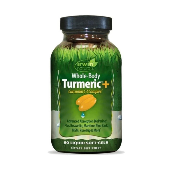  Irwin Naturals Whole Body Turmeric + Curcumin C3 Complex 60 Liquid Soft Gels 