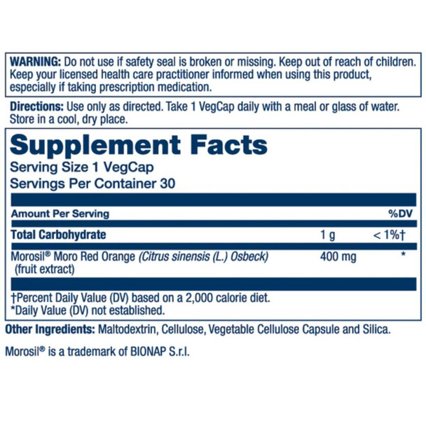  Solaray Moro Red Orange Extract Morosil 30 Capsules 