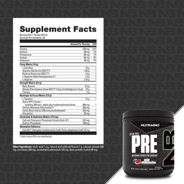 NutraBio Nutrabio Pre Workout Stim Free 20 Servings 