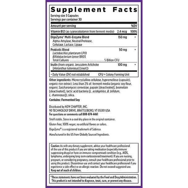  New Chapter All Flora Probiotic Enzyme Complex 90 Capsules 