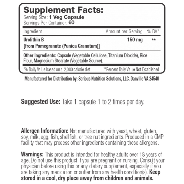 Serious Nutrition Solutions SNS Urolithin-B XT 60 Capsules 