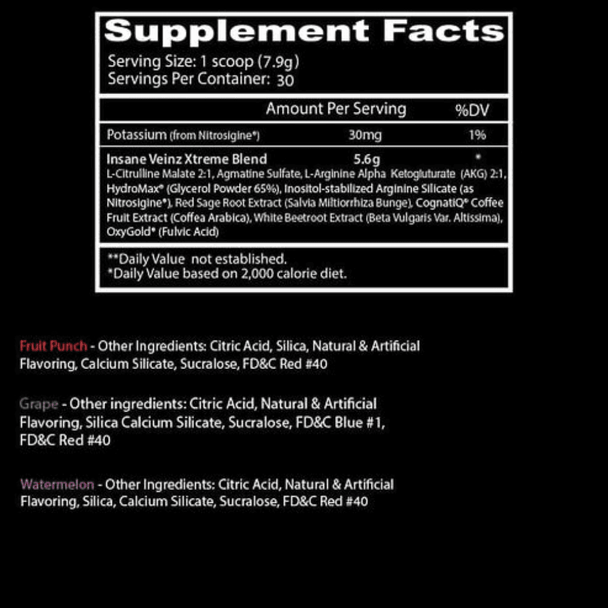  Insane Labz Insane Veinz Xtreme 30 Servings 