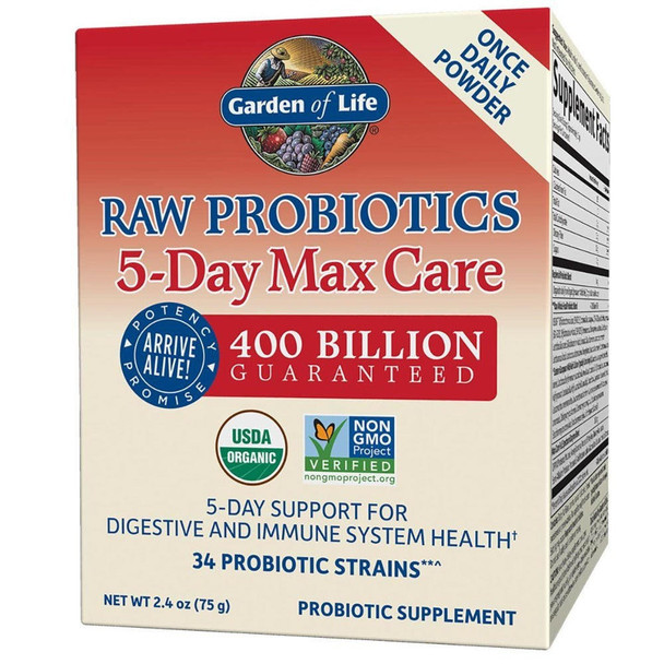  Garden of Life Raw Probiotics 5-Day Max Care 2.4 Oz 