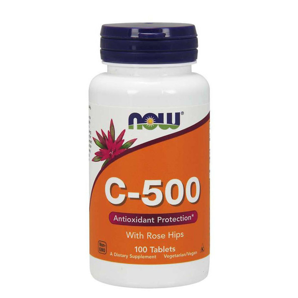  Now Foods C-500 with Rose Hips 100 Tablets 