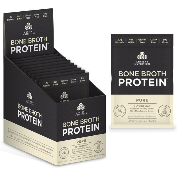  Ancient Nutrition Bone Broth Protein 15 Packets 