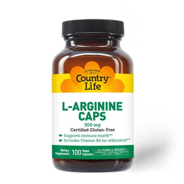  Country Life L-Arginine 500mg 100 Vegan Capsules 