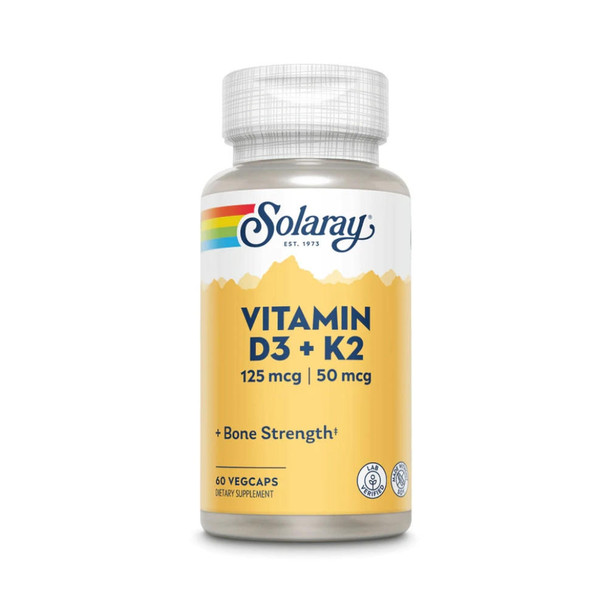  Solaray Vitamin D3 + K2 Soy-Free 60 Capsules 