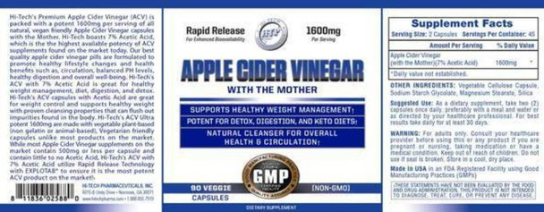 Hi-Tech Pharmaceuticals Hi Tech Pharmaceuticals Apple Cider Vinegar 90 Vege Capsules 