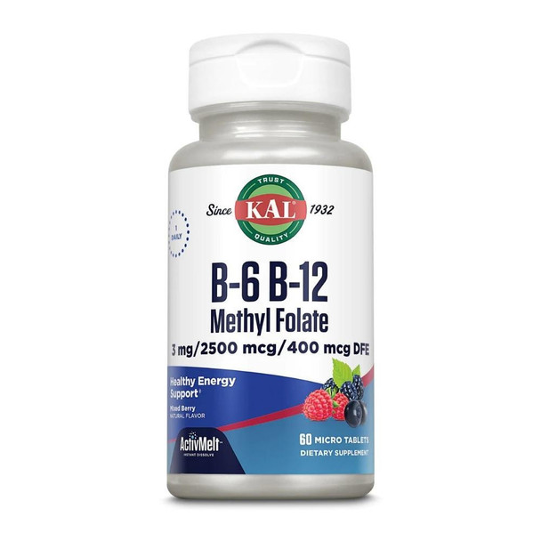 Kal KAL B6 B12 METHYL FOLATE 60 micro tablets 