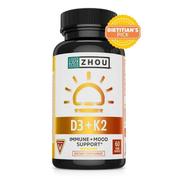 ZHOU Zhou D3 + K2 60 Veggie Capsules 