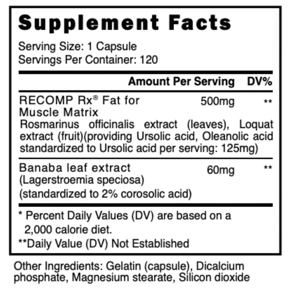 Blackstone Labs Recomp Rx 120 Capsules Supp Facts