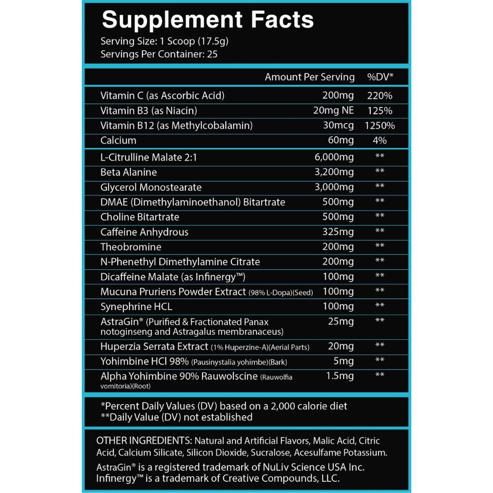 Centurion Labz God of Rage Unchained Supplement Facts