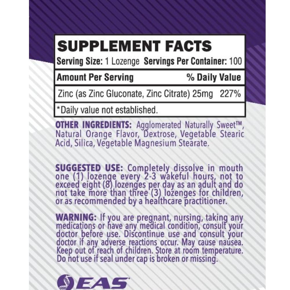 EAS Zinc Lozenges 25mg 100 Lozenges Immune Support Supplement