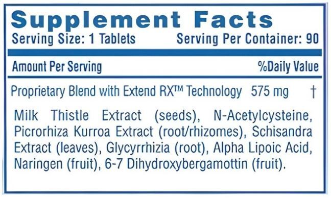 Hi-Tech Pharmaceuticals Liver-Rx 90 Tablets Supplement Facts