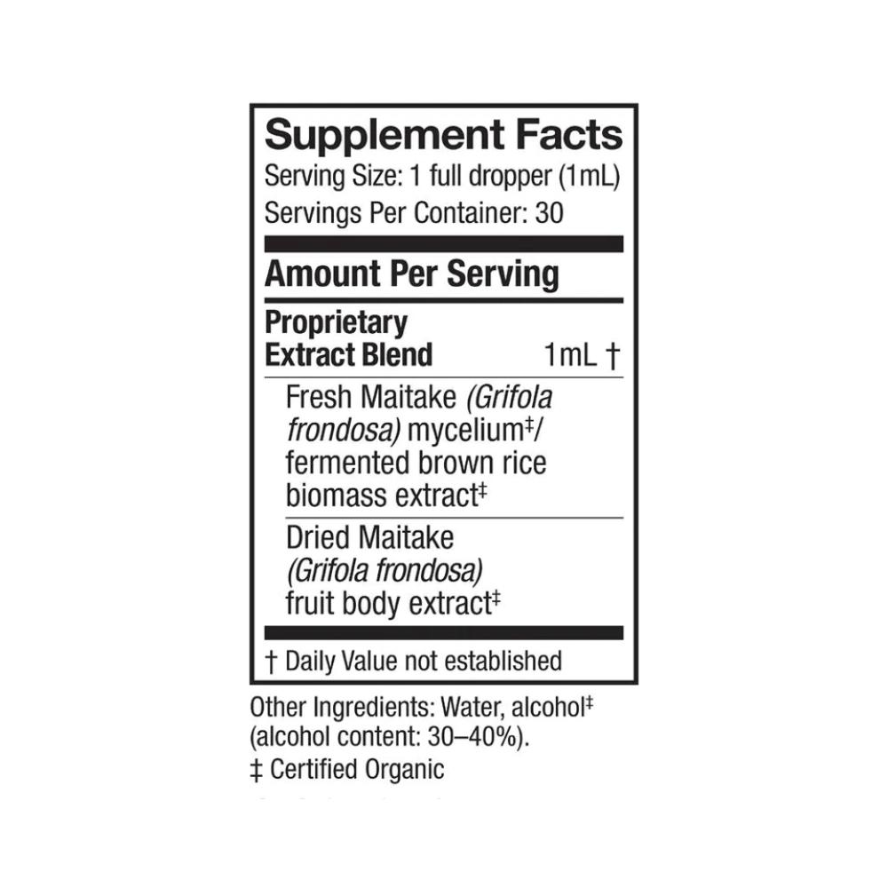 Host Defense Maitake Extract 2 oz Supplement Facts