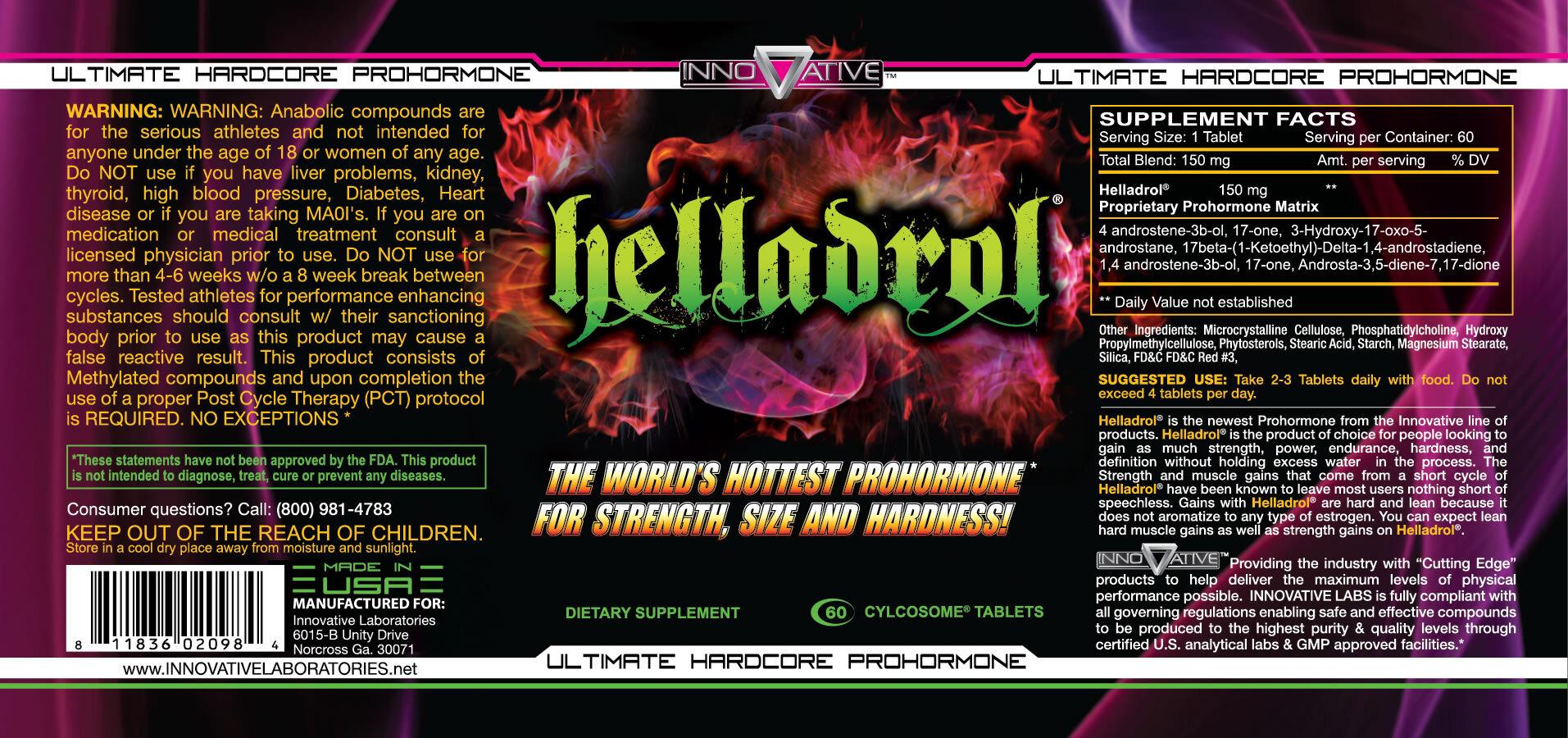 Innovative Labs HELLA-DROL 60 Tablets Supplement Facts